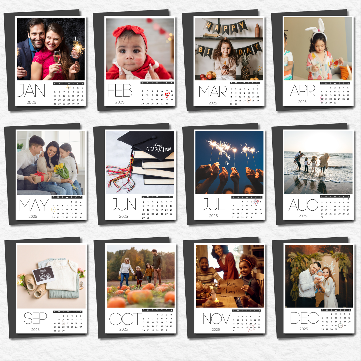 12 Month Magnetic Calendars